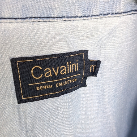 Cavalini Sleeveless Denim Button Down Shirt, M Blue - Picture 5 of 7